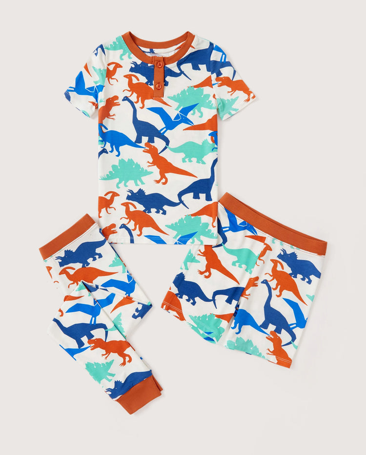Pijama de bambú de 3 piezas para niños pequeños/niños, Navidad/Halloween, estilo 2 en 1, para las 4 estaciones (ajuste ceñido), color albaricoque