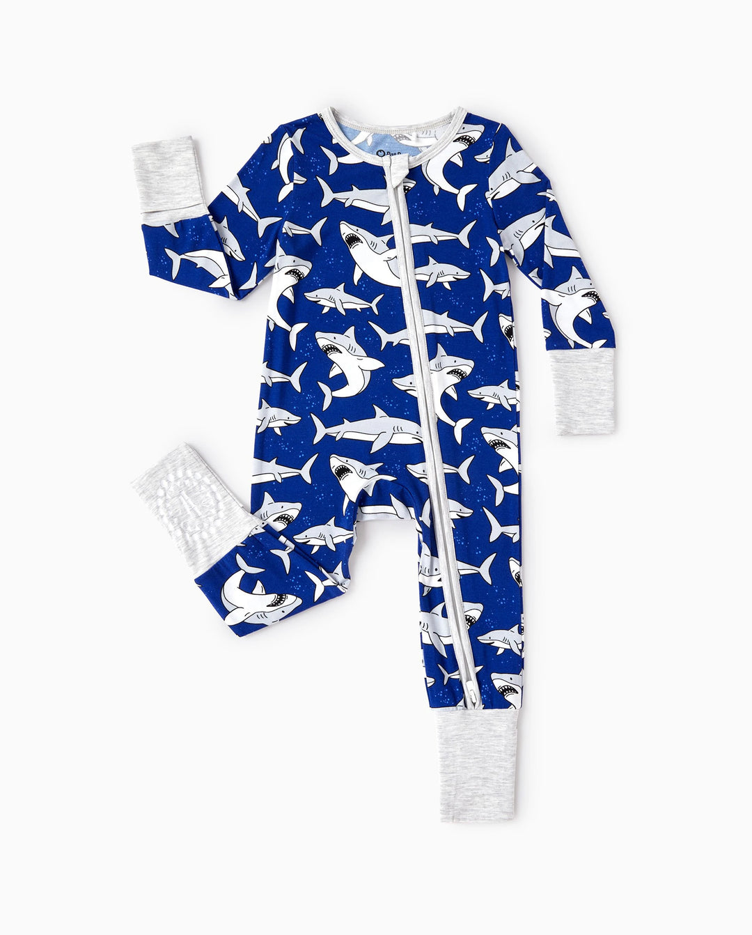 Bamboo Baby Boy/Girl Cartoon Printed 2-Way Zip Onesies Anti Slip Long-sleeve Footie Deep Blue