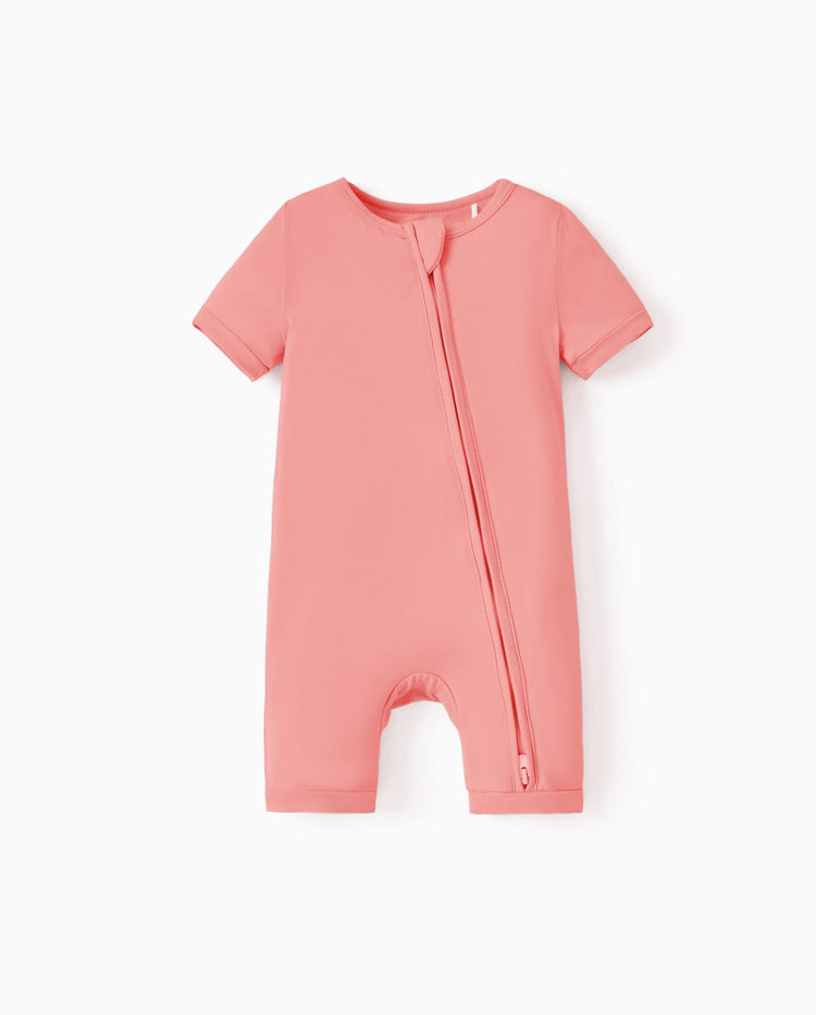 Grenouillère en bambou pour bébé garçon/fille, fermeture éclair à double sens, antidérapante, motif alimentaire enfantin, vêtements de nuit en bambou (bien ajustés)
 Rose