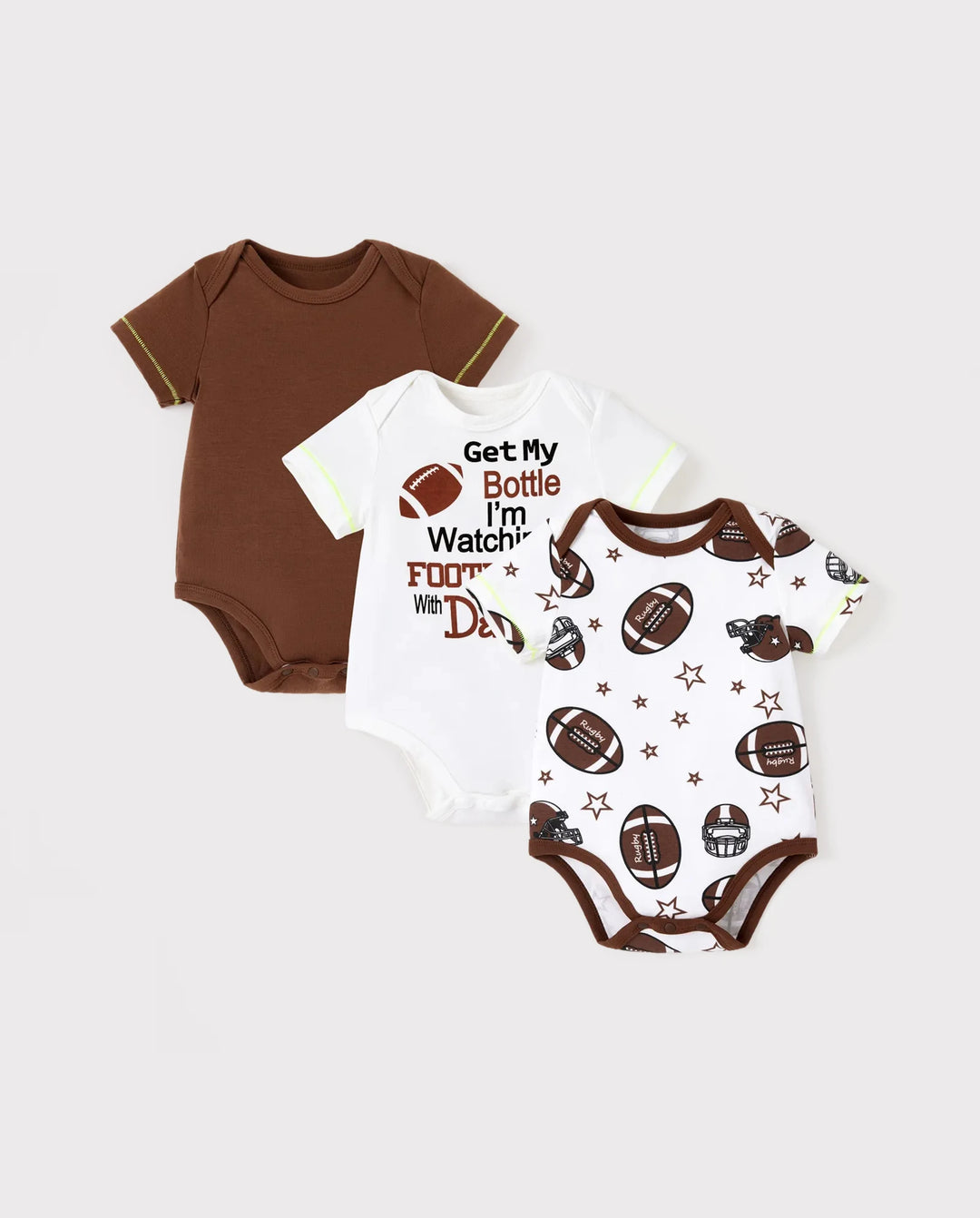 Baby Boy/Girl Playful Print 3pcs Rompers Set Brown