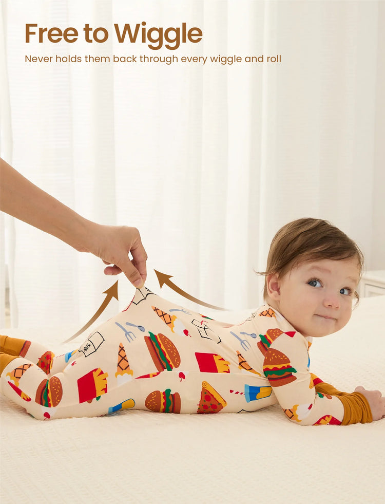 Pyjama en bambou pour bébé/fille avec imprimé enfantin (ajusté) marron