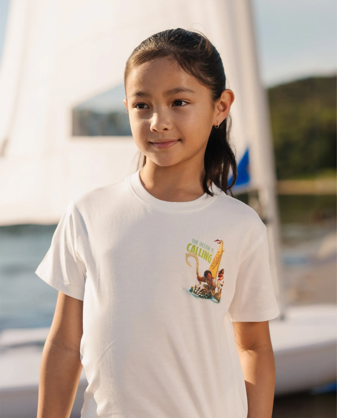 Disney Princess Moana Family Matching "The Ocean Is Calling" Graphic T-Shirts for Vacation & Everyday Fun White