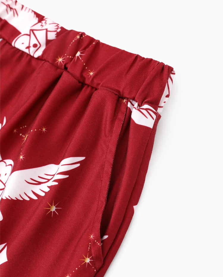 Harry Potter Family Matching 2pcs Christmas Owl Pattern Lapel Long-sleeve Pajamas Set (Flame Resistant) MultiColour