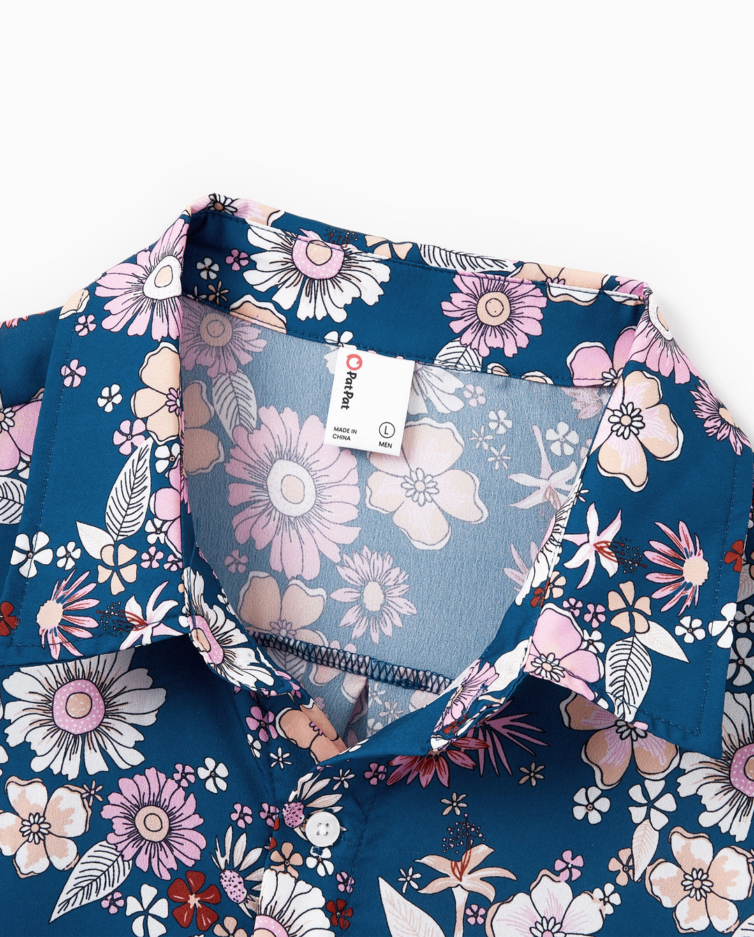 Conjunto de Ropa a Juego para la Familia Camisa con Cuello y Estampado Floral Completo de Manga Corta o Vestido sin Mangas Halter para Vacaciones de Verano CIAN-