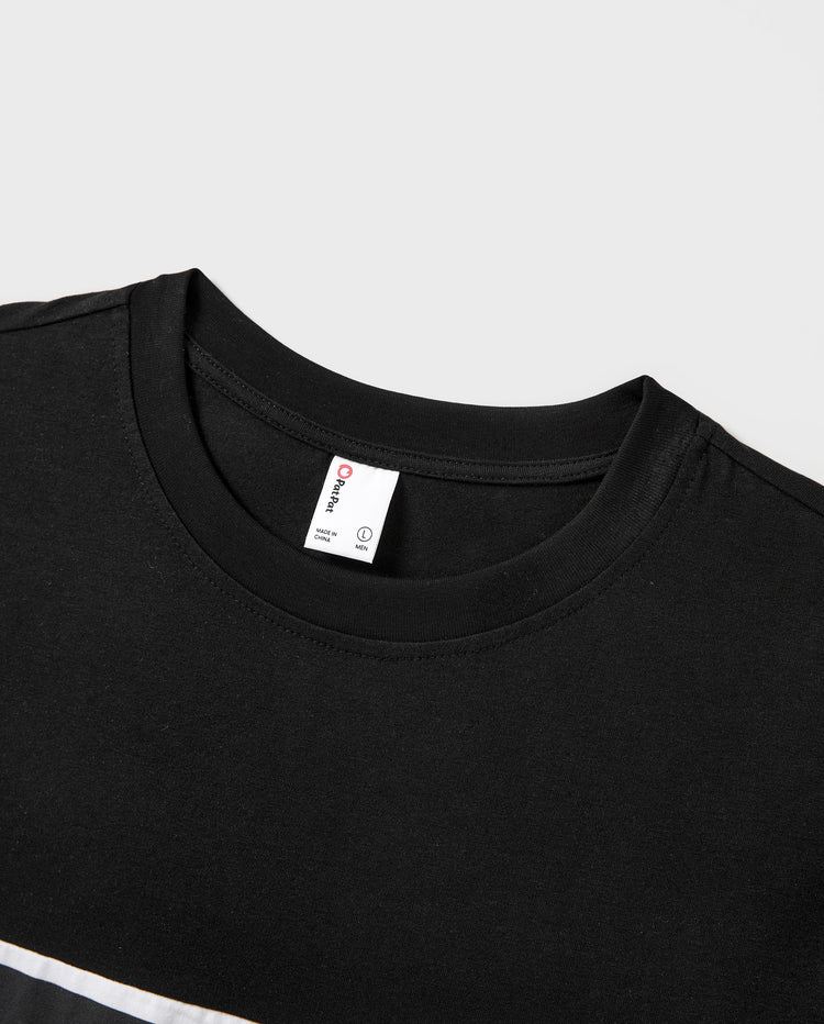 Family Matching Cotton Set Schwarz-weiß gestreiftes T-Shirt oder Träger-Bodycon-Kleid  Schwarz+Weiß