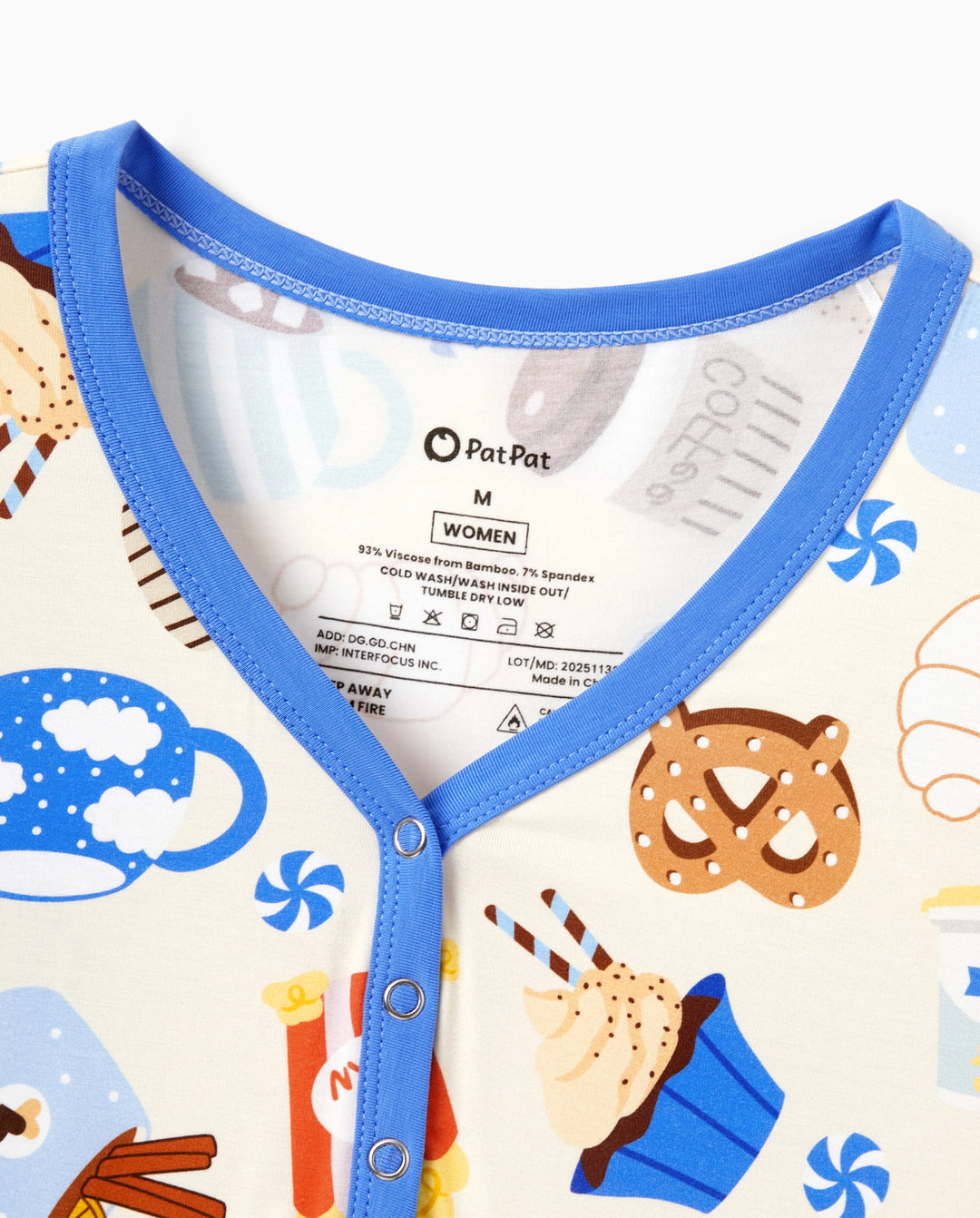 Family Matching Bamboo Pajamas Buttery Soft Bamboo Viscose PJs for Men Women Kids Toddler Baby, Cozy Dessert Print Short-sleeve Sleepwear Blue