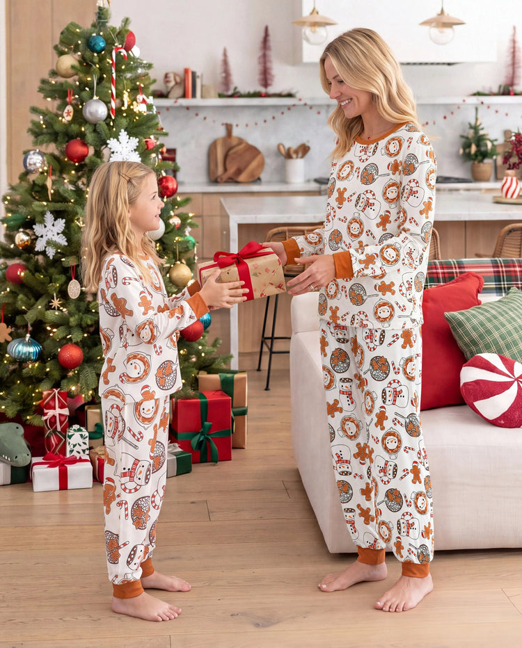 Christmas Matching Family Pajamas Mug & Snowman Print Khaki