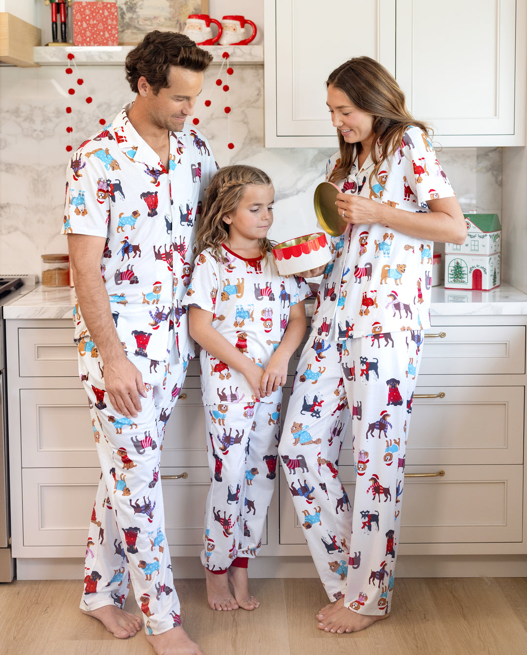PatPat Family Matching Christmas Pajamas Festive Dog Print Red & White
