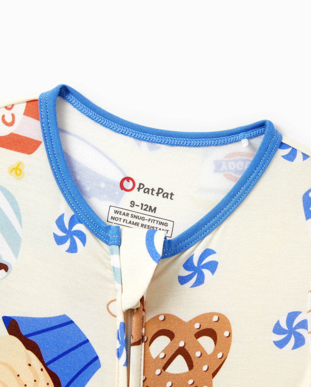 Pijamas de Bambú Daddy & Son Suaves como Mantequilla de Viscosa de Bambú para Hombres, Mujeres, Niños, Niños Pequeños y Bebés, Ropa de Dormir de Manga Corta con Estampado Acogedor de Postres Azul