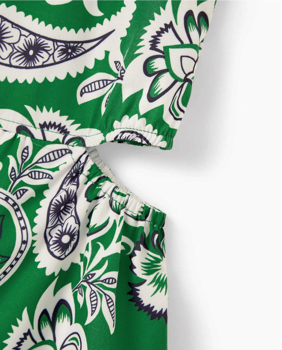 Daddy & Daughter Outfits Set Floral Print Short-sleeve Collar Shirt or Strappy Smocked  Dress for Summer Vacation Green