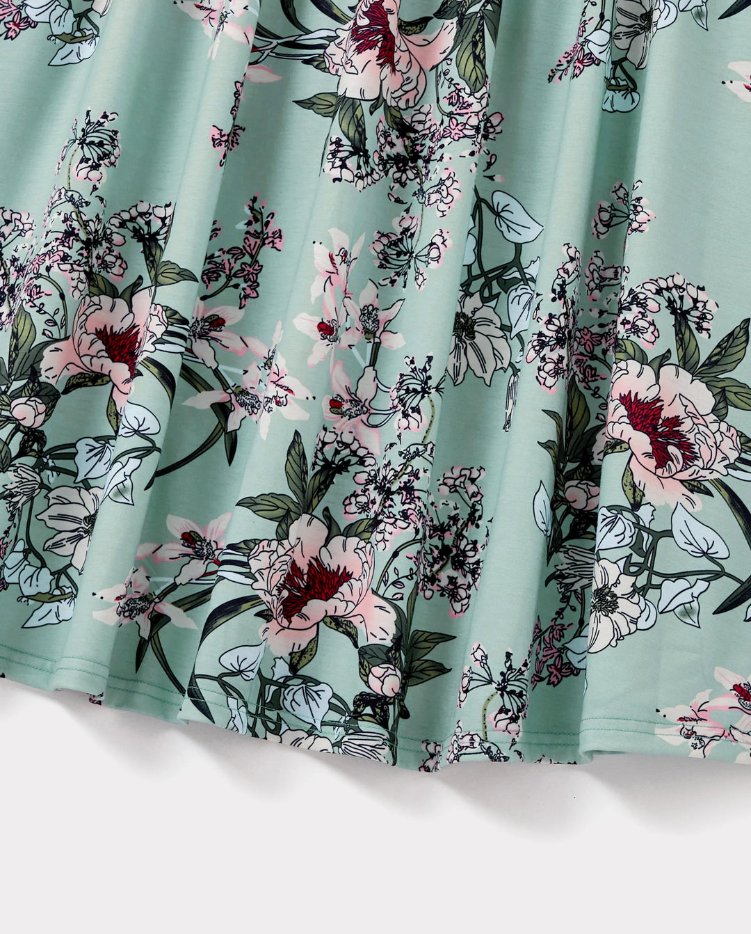 Daddy & Daughter Sets Green Striped Polo Shirt or Flora Print Strap Belted Dress Light Green