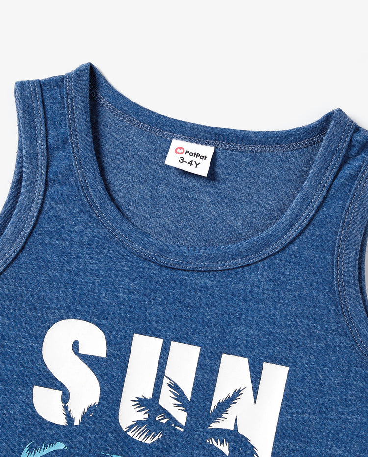 Daddy & Daughter Sets Blue Tank Top or Flowy A-Line Tank Dress with Pockets Blue