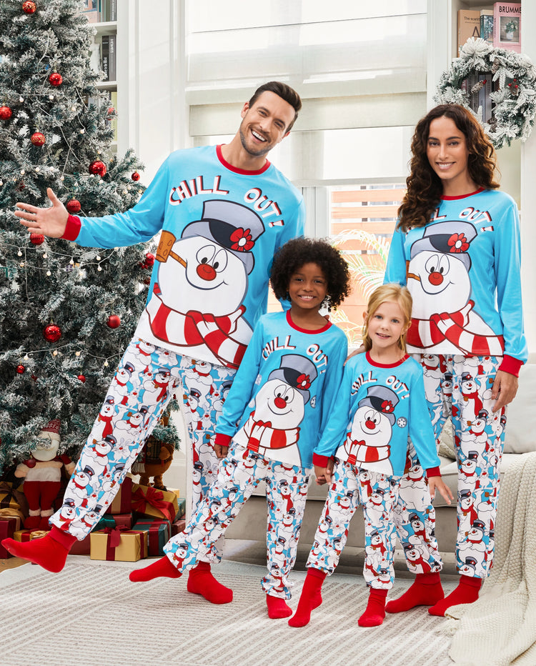 Frosty der Schneemann Weihnachtsmann Muster Schlafanzug-Sets mit Weihnachtssocken