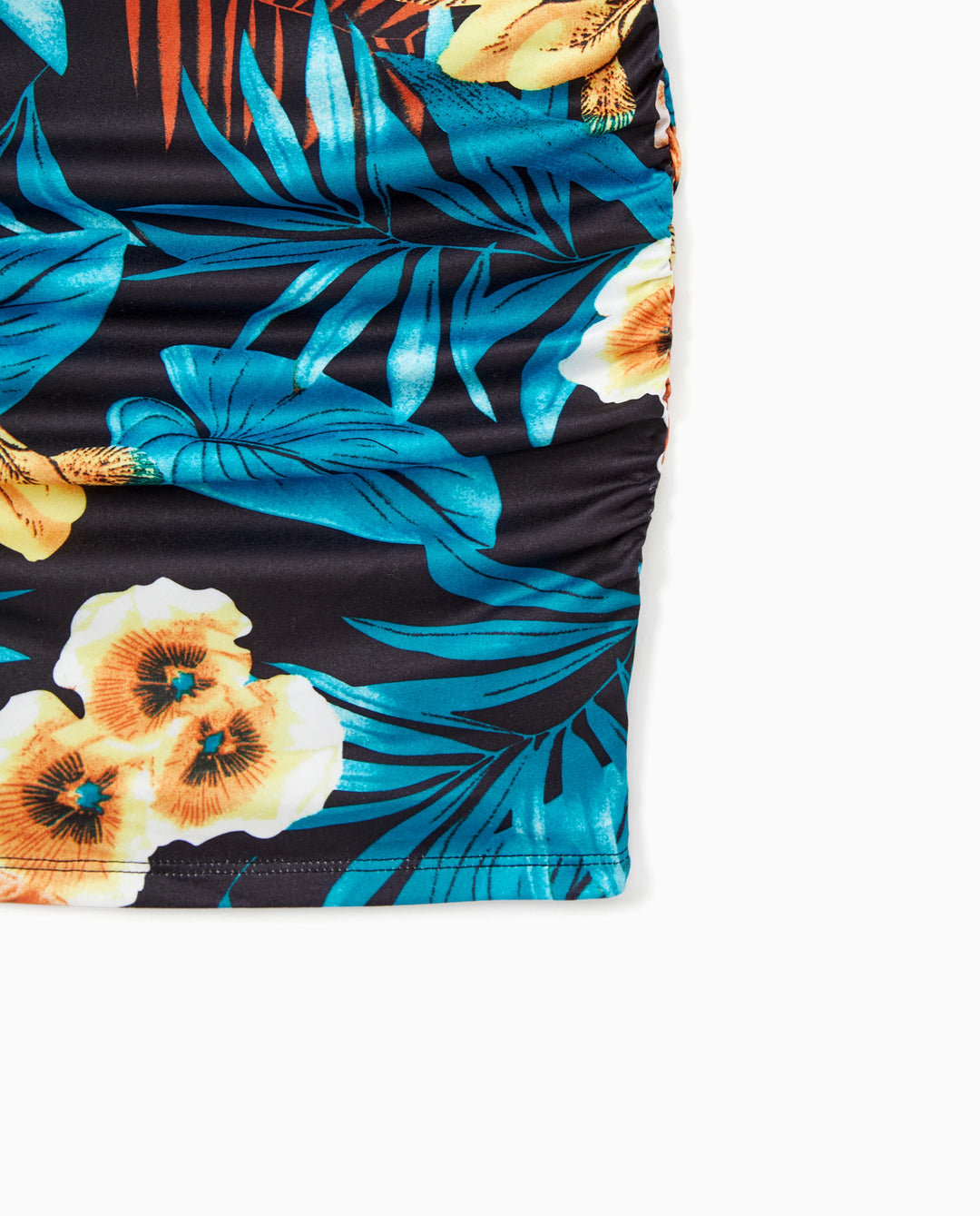 Ensembles Robe Maman & Moi à Imprimé Floral avec Cordon Froncé et Bretelles Noirs