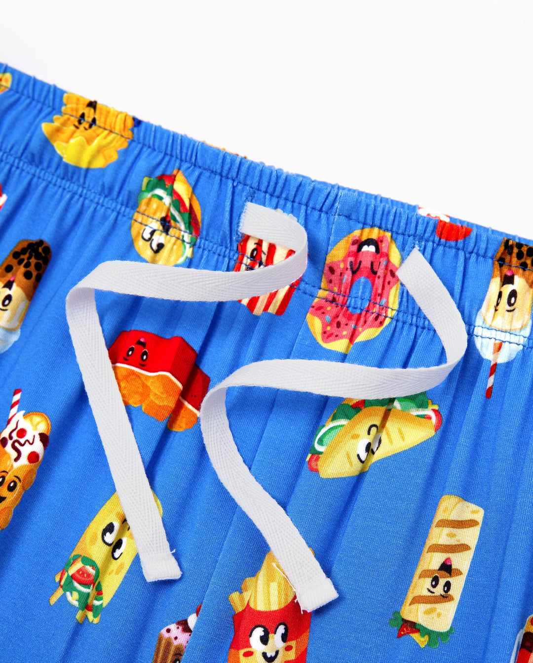 Daddy & Son Bamboo Pajamas Buttery Soft Bamboo PJs for Men Women Kids Toddler, Cute Burger & Fries Print Short Sleeve Sleepwear (Snug-Fitting for Children) Royal Blue