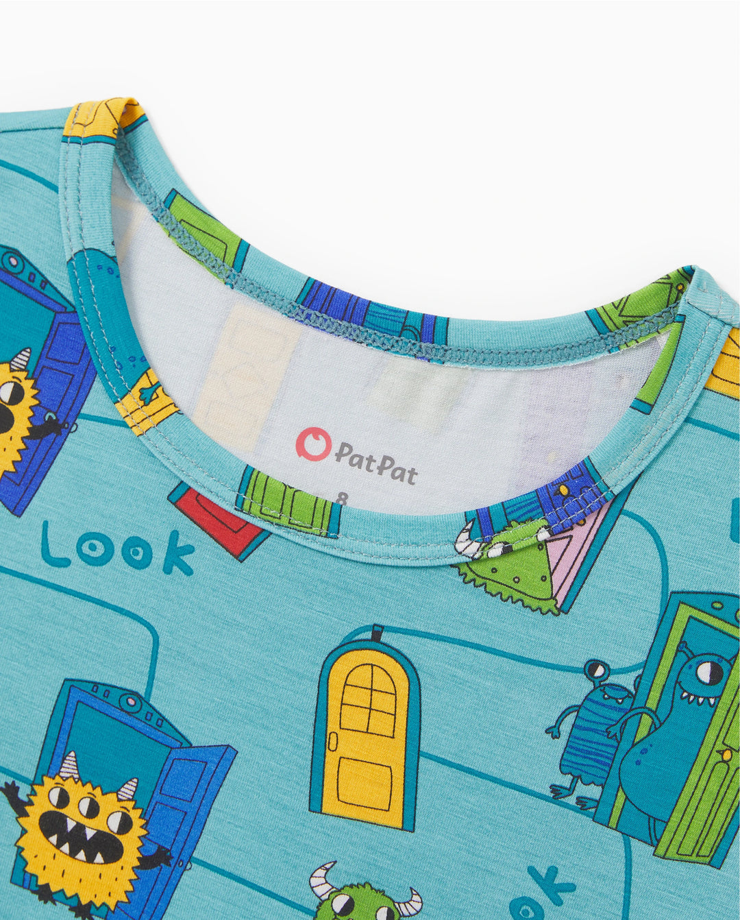 Pyjamas familiaux en bambou Papa & Fils Ensemble pyjama assorti à manches courtes avec imprimé cartoon (ajusté pour enfants) Vert