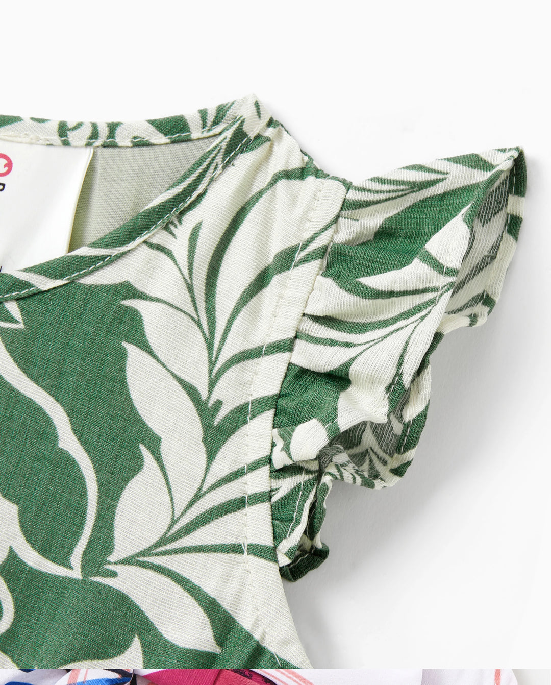 Conjunto de vestido halter con estampado de hojas para mamá y niña Verde