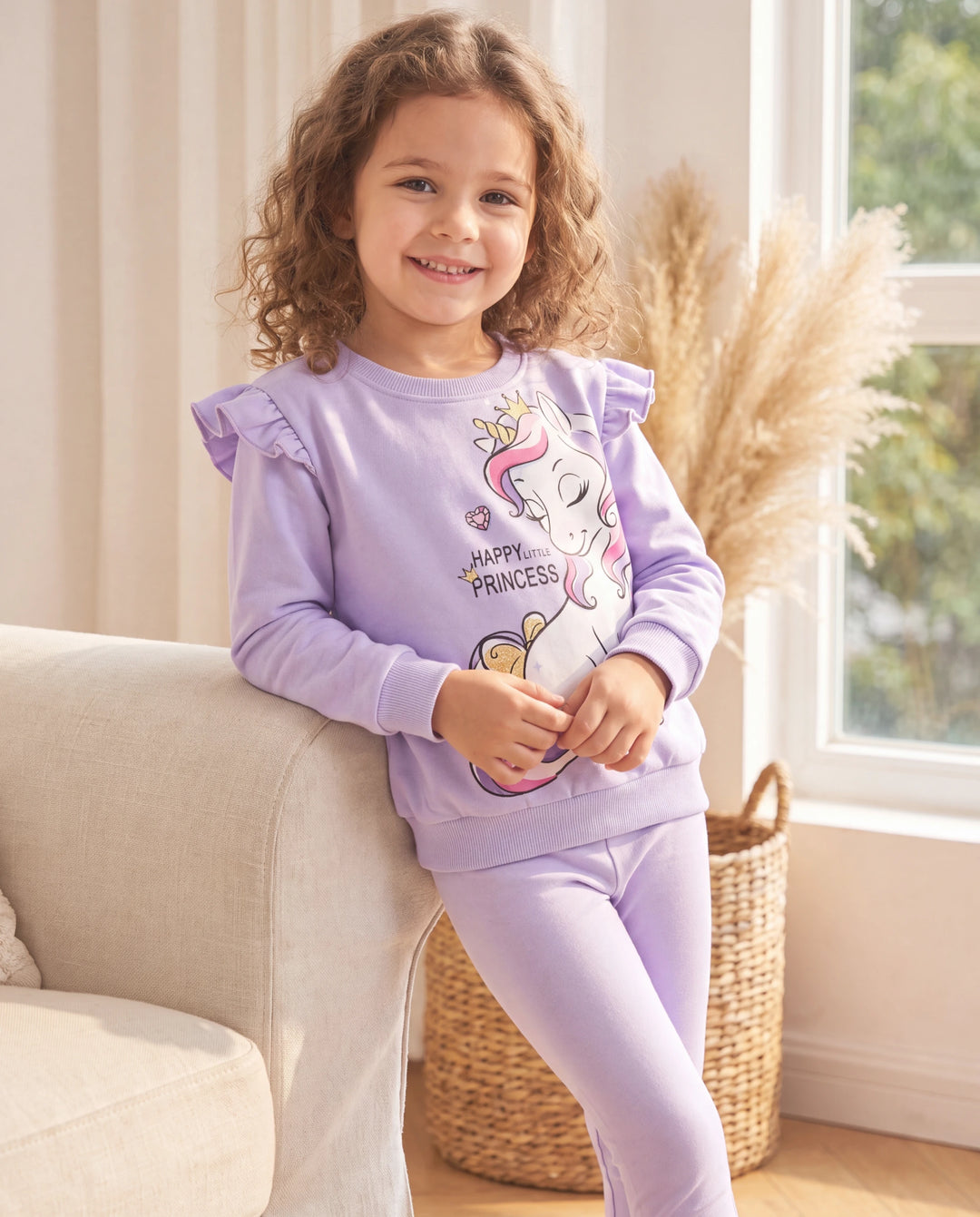 Kindlicher Pullover in Vollfarbe für Kleinkindmädchen lila