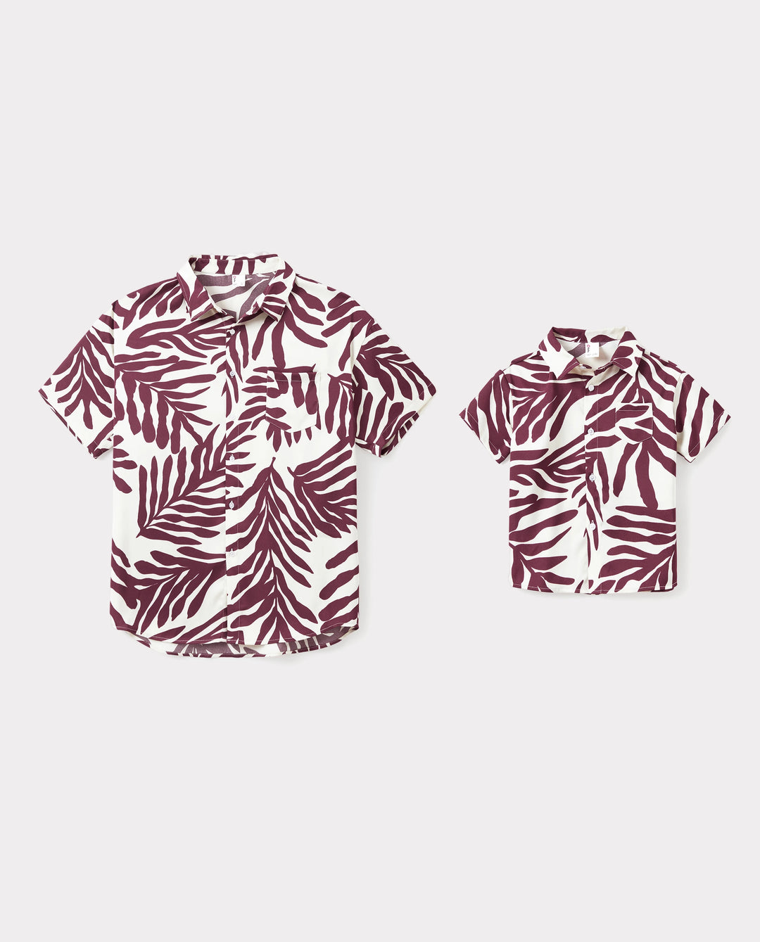 Daddy & Son Outfits Red Leaf Print Shirts for Hawaii/Cruise/Resort/Casual Wear White