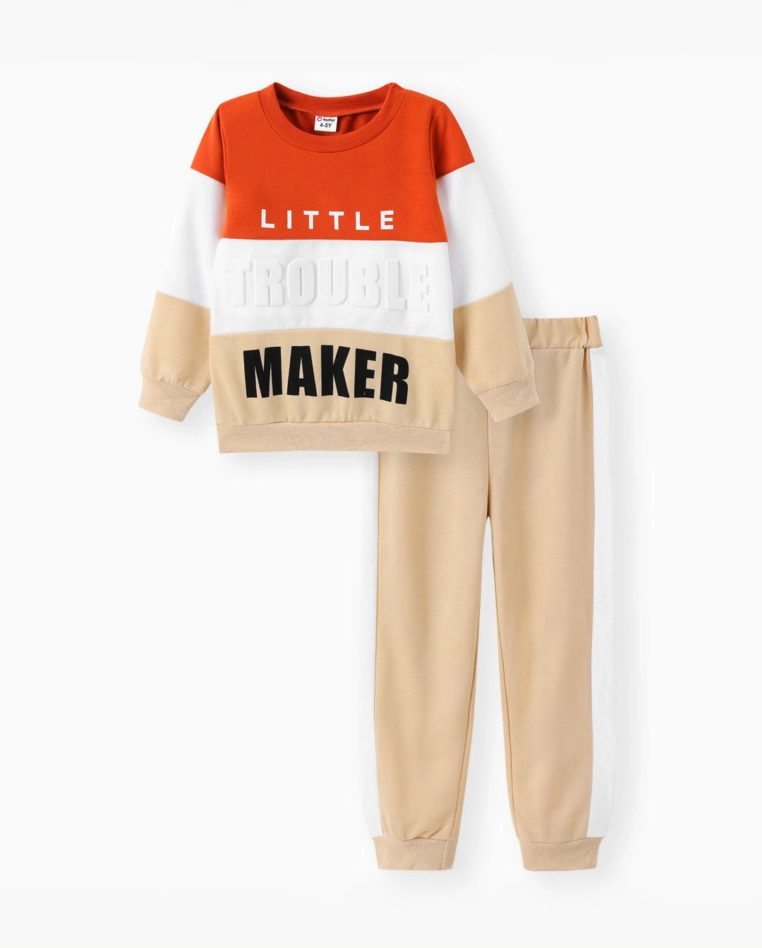 Conjunto de 2 piezas de sudadera y pantalón con estampado de letras a la moda para niño pequeño, color albaricoque