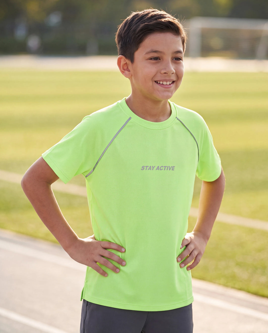 PatPat Lightflow Activewear Kid Boy Athletic Ultra Lightweight & Quick Dry Short Sleeve T-Shirt Green