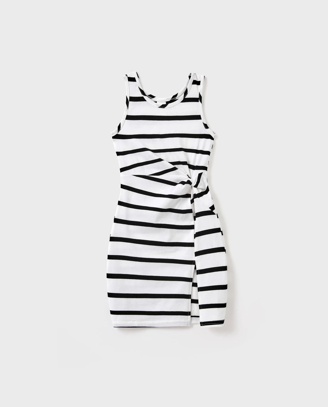 Toddler/Kid Girl Cotton Black and White Stripe Strap Bodycon Dress  Black+White
