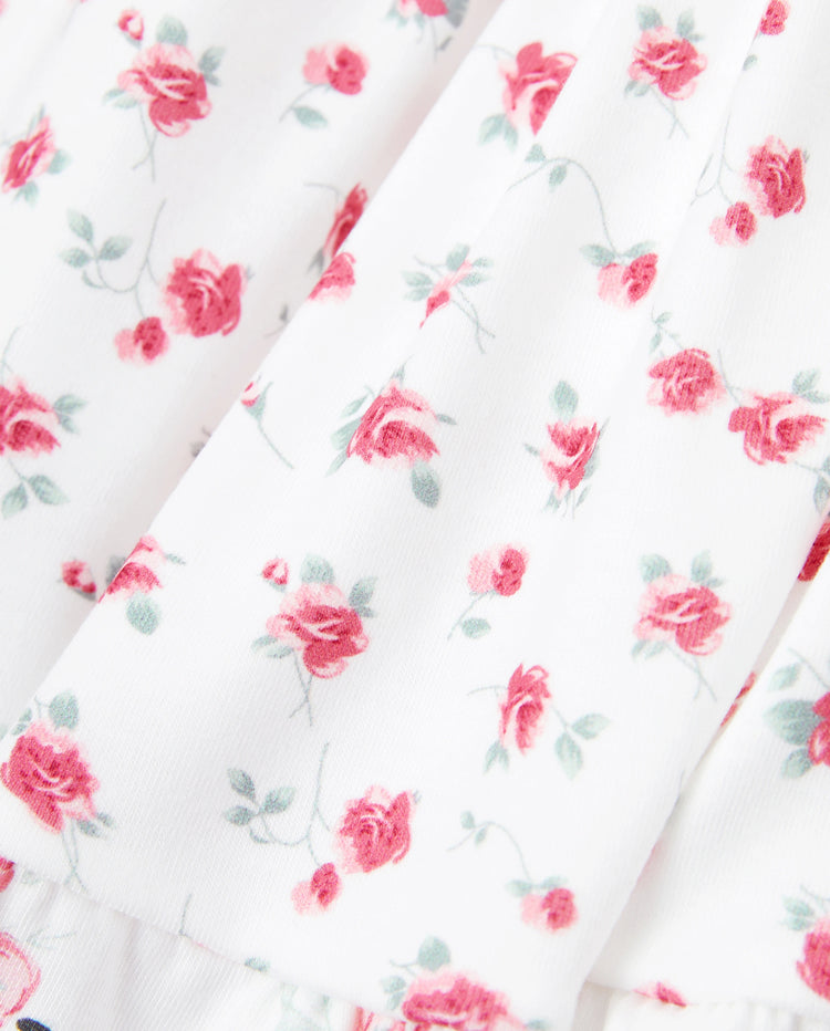 Family Matching Outfits Set Solid Color Short-sleeve Polo Collar Shirt or Flower Print Hollow out Dress  Pink