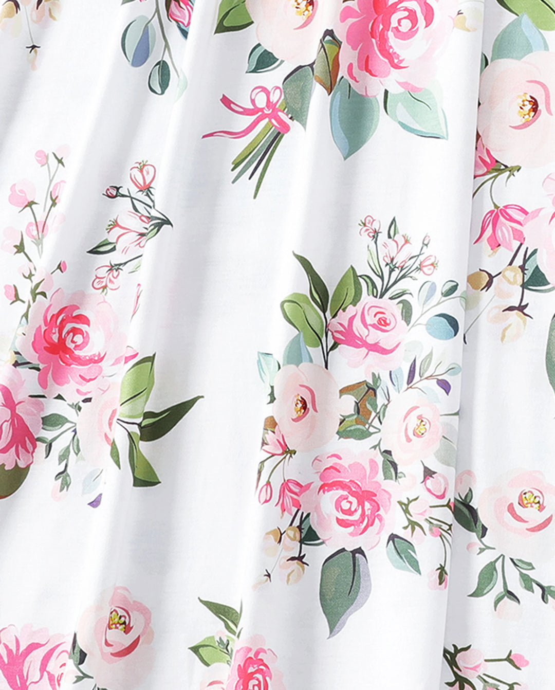 Conjuntos familiares de vestidos midi con estampado floral sin mangas en rosa y polos de manga corta con bloques de color en rosa