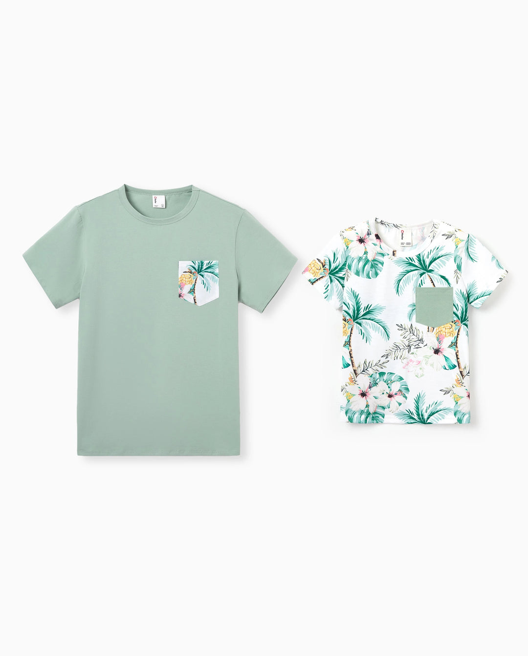 Conjuntos con estampado tropical para papá e hijo, conjunto de camiseta de algodón para papá e hijos Verde