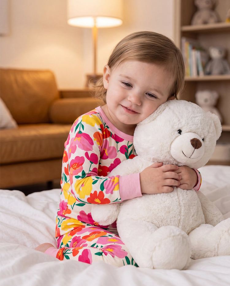 Weihnachten / Halloween Pyjama 2-teiliges Bambus-Pyjama-Set mit kindlichem Druck für Baby / Kleinkind (eng anliegend) rosa