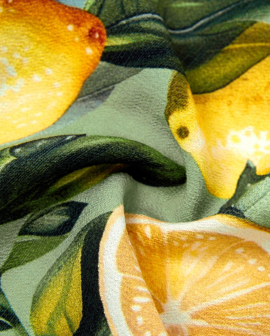 Matching Family Outfits Lemon Print Hawaiian Shirts & Summer Dresses Tropical Vacation Clothes for Men, Women & Kids Green