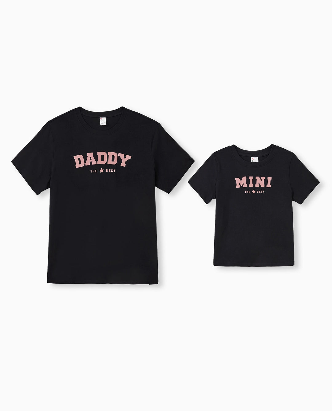 Daddy & Son Cotton T-Shirt & Dress Set Daddy / Mini Print Black Tee for Dad and boy, Floral Print splicing Dress for Mom, girl and Baby, Perfect for Summer Family Outings Black