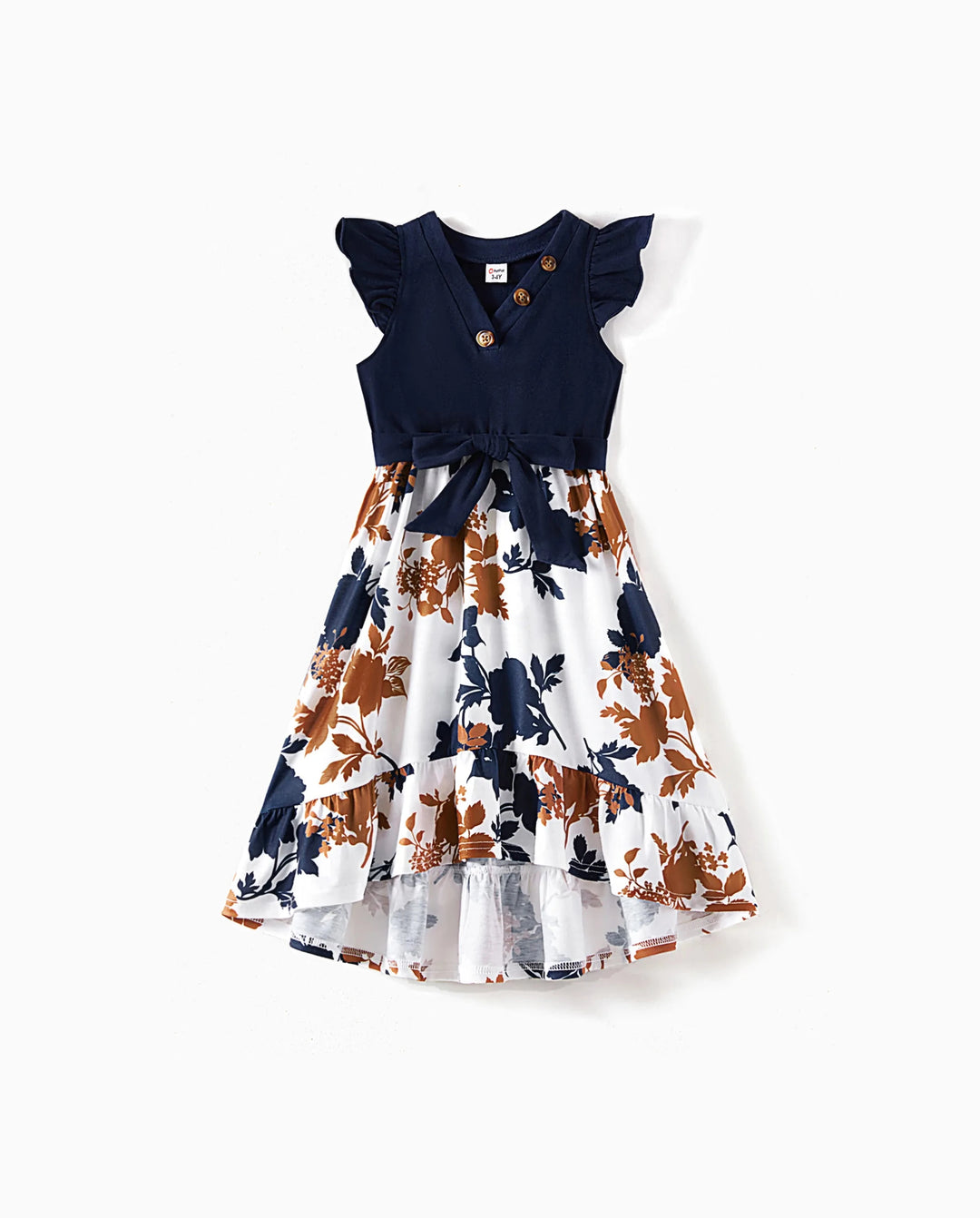 Robe fleurie pour petite fille/enfant Couture en tissu Bleu royal