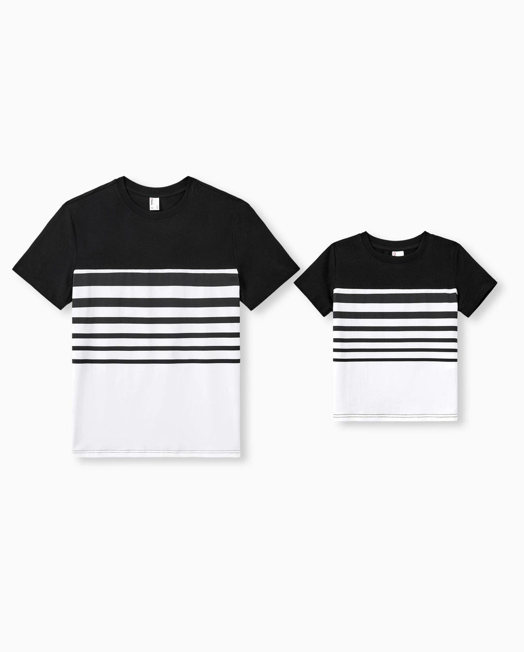 Ensemble coton t-shirt rayé noir et blanc Papa & Fils Noir+Blanc