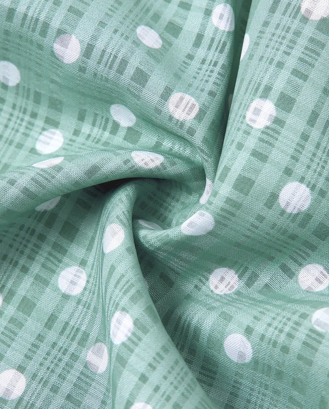 Family Matching T-Shirt & Dress Set Polka Dot Puff-sleeve Dress for Mom, Daughter & Baby, Color Block Cotton Tee for Dad & Son, Perfect for Family Outings & Photos Light Green