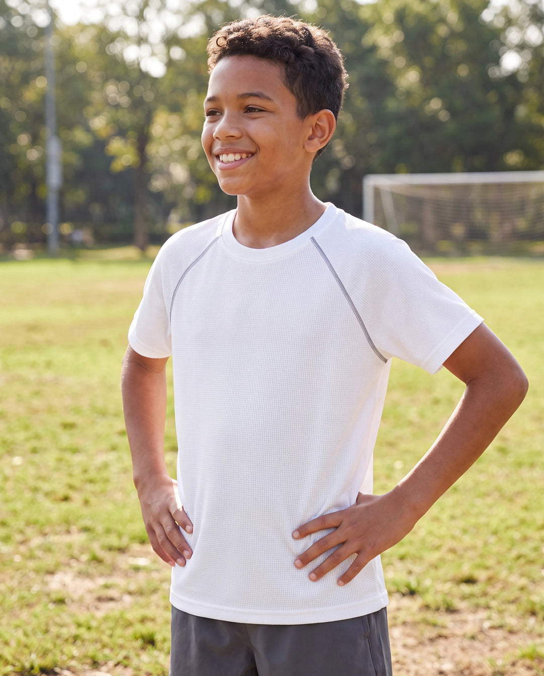 PatPat Lightflow Activewear Kid Boy Athletic Breathable Air-Grid Ultra Lightweight Short Sleeve T-Shirt White