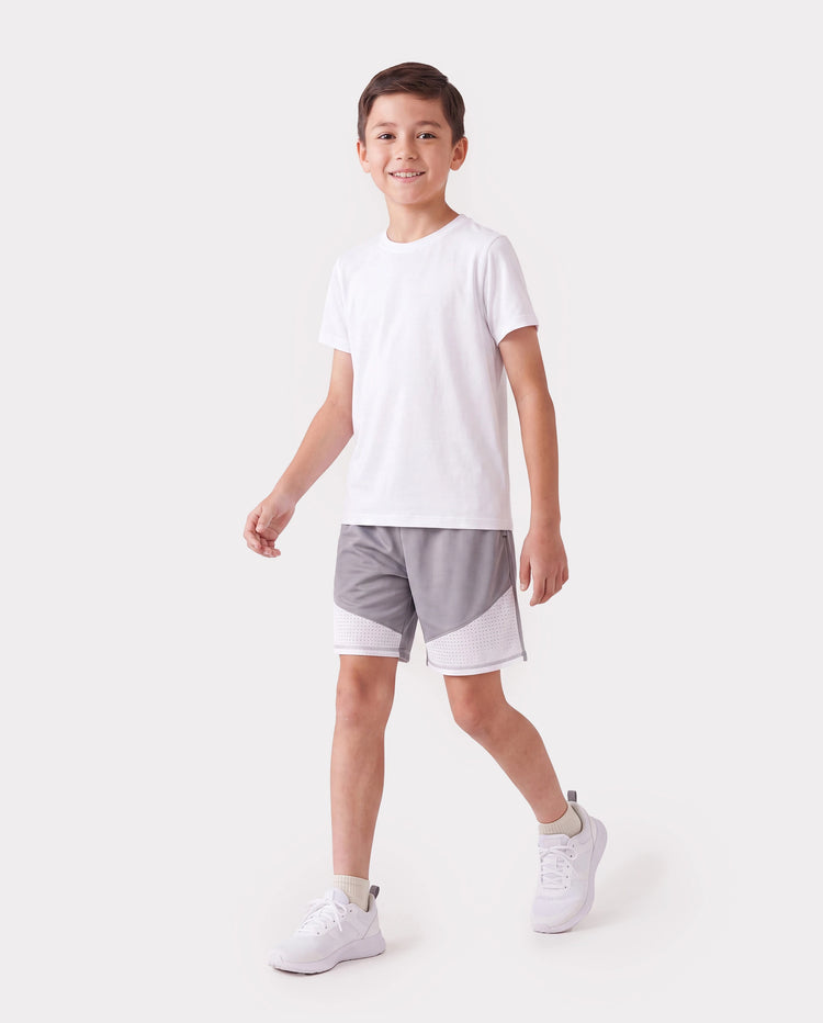 PatPat Rapidair™ Activewear Kid Boy Athletic Schnelltrocknende, atmungsaktive Shorts mit Taschen grau