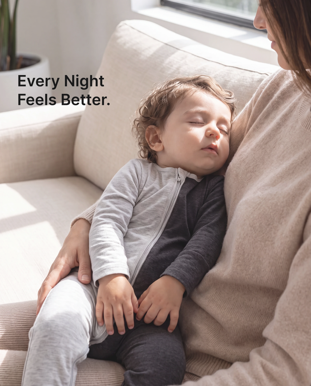 Bambus Baby Junge / Mädchen Farbblock 2-Wege-Reißverschluss Strampler Anti-Rutsch Langarm Strampler grau