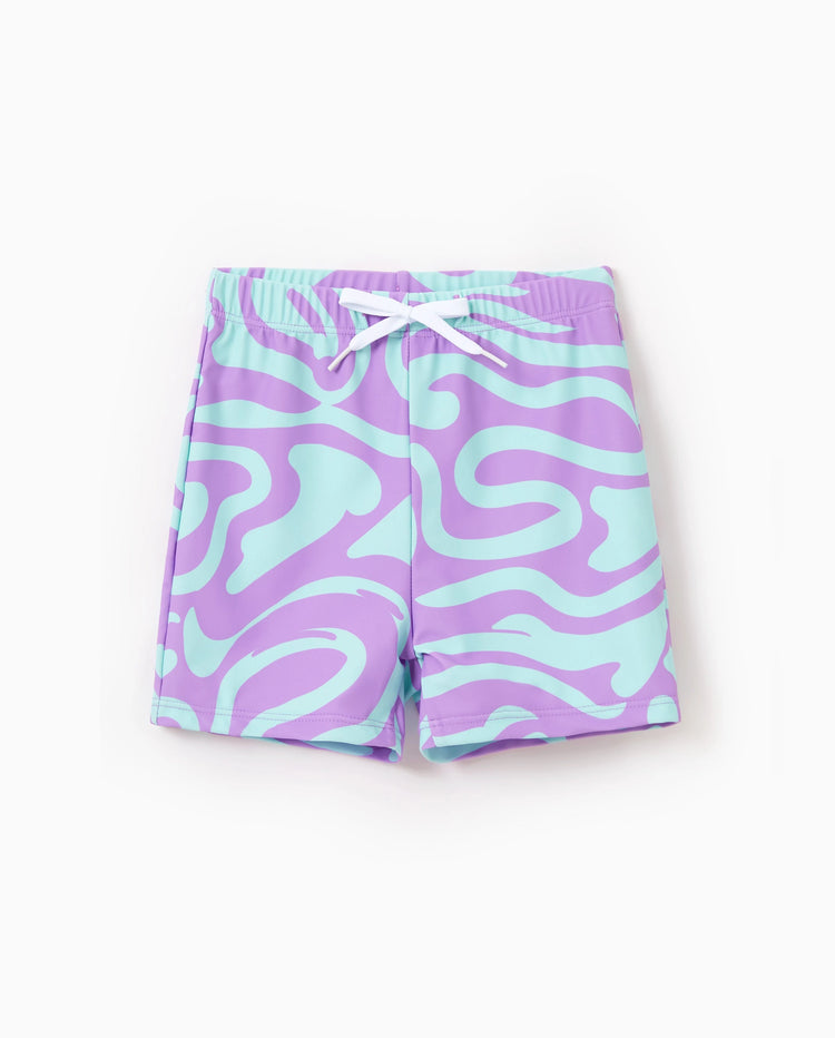 Kleinkind Jungen Trendiger Lila & Blauer Wellenmuster Badehose Lila