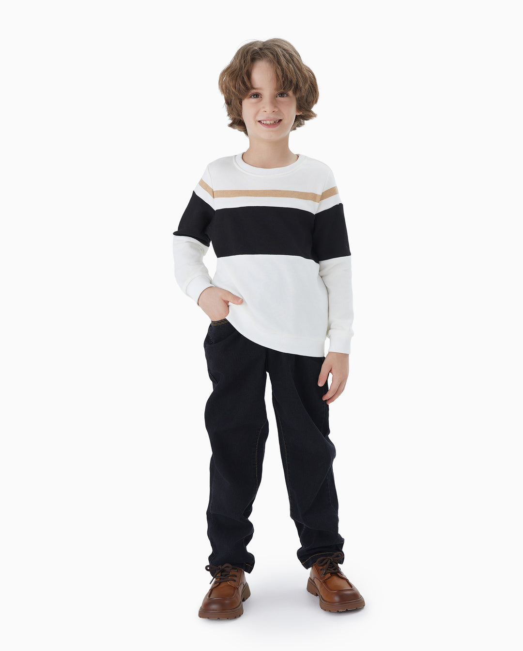 Family Matching Black-Almond Mesh Skirt and Classic Round Neck Long Sleeve Tops Sets Black