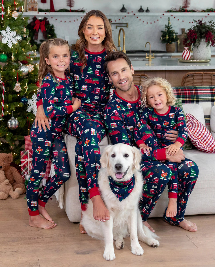 Christmas Matching Family Bamboo Pajamas Xmas Village Print