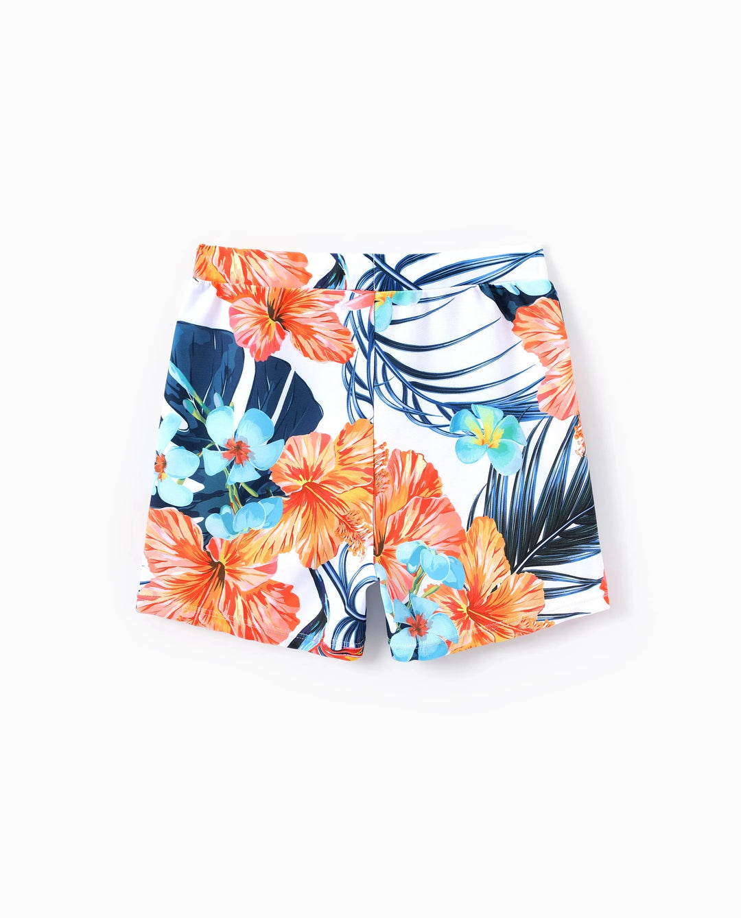 Short de bain tropical floral pour garçon, tenues d'été lumineuses pour la plage Orange
