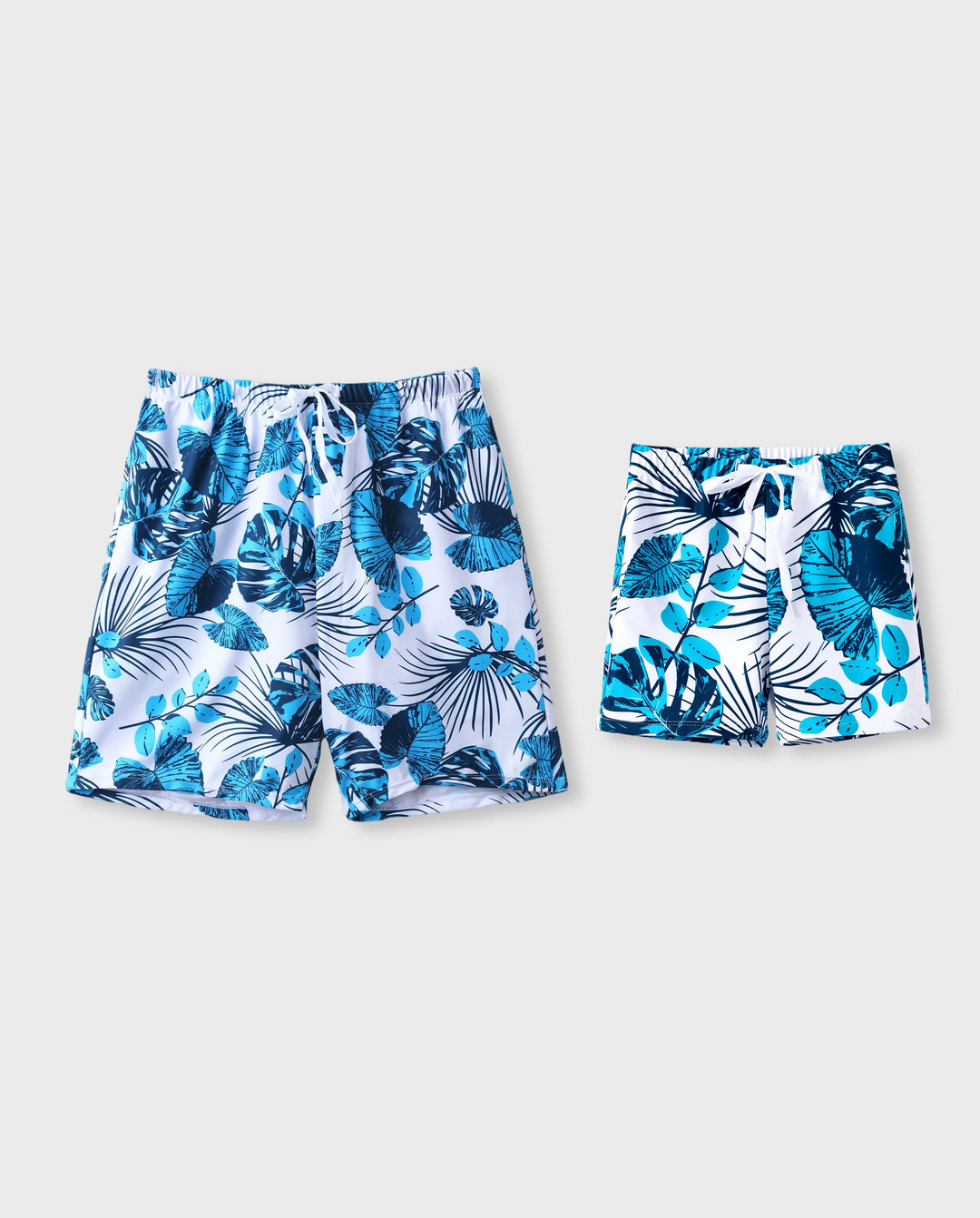 Daddy & Son Drawstring Swim Trunks or Cut Out Lace UP Back One-Piece Swimsuit BLUEWHITE