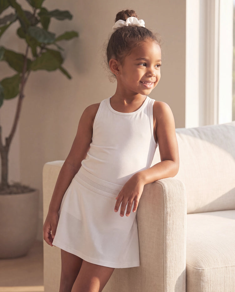 PatPat Rapidair Activewear Jupe-short de tennis athlétique 2 en 1 pour fille avec short en viscose de bambou et poche Blanc