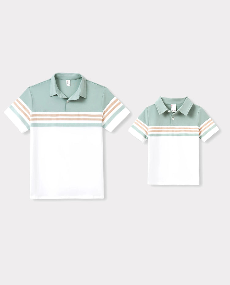 Daddy & Son Sets Green Striped Polo Shirt Light Green