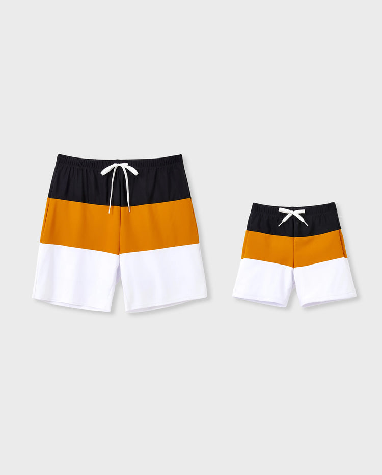 Daddy & Son Colorblock Swim Trunks Shorts Multi-color