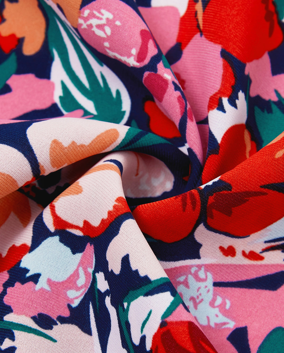 Family Matching Floral Print Short-sleeve Shirt or Off Shoulder Smocking Dresses Set Dark Blue