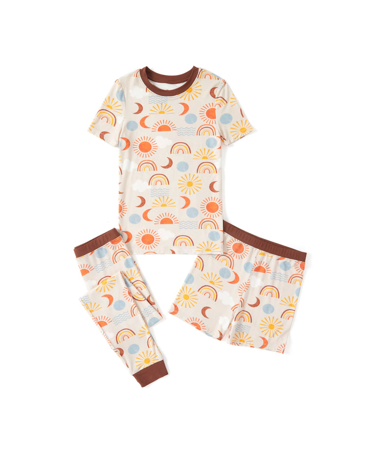 Toddler / Kids Christmas / Halloween Pajamas 3-Piece Bamboo Pajama Set 2-in-1 Look for 4 Seasons (Snug-Fitting) Apricot