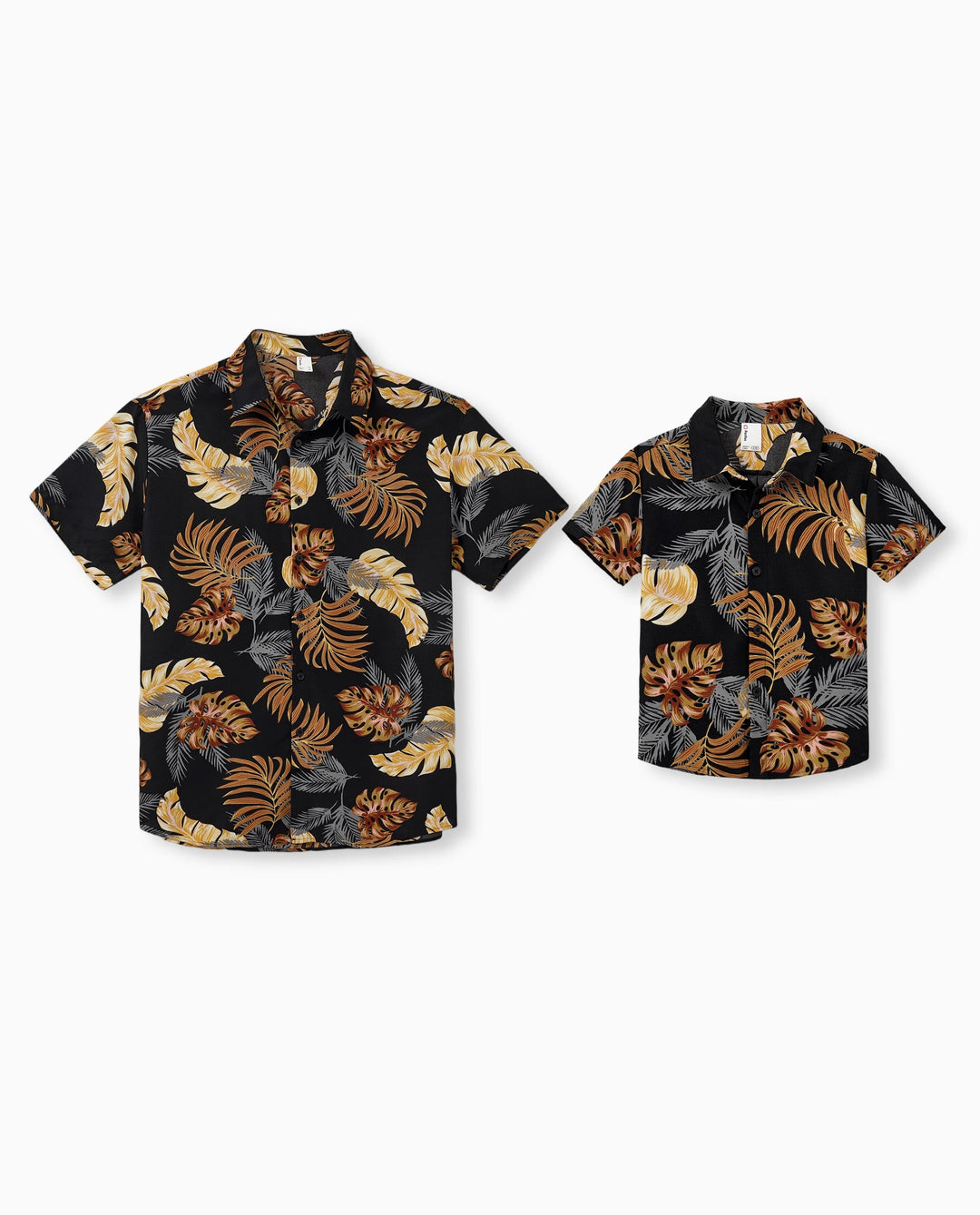 Daddy & Son Strandbekleidung mit Blumenmuster Kurzarmhemd-Set für Sommerurlaub Familienlooks Schwarz+Weiß