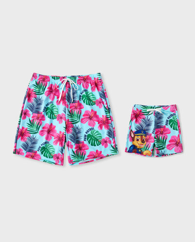 Maillot de bain à imprimé fleurs larges PAW Patrol Daddy & Son Rose